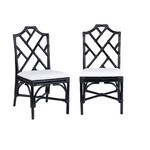 Jeffan Emery Chippendale Rattan Side Chairs, Set of 2 (Price is Per Pair)