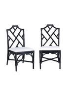 Jeffan Emery Chippendale Rattan Side Chairs, Set of 2 (Price is Per Pair)