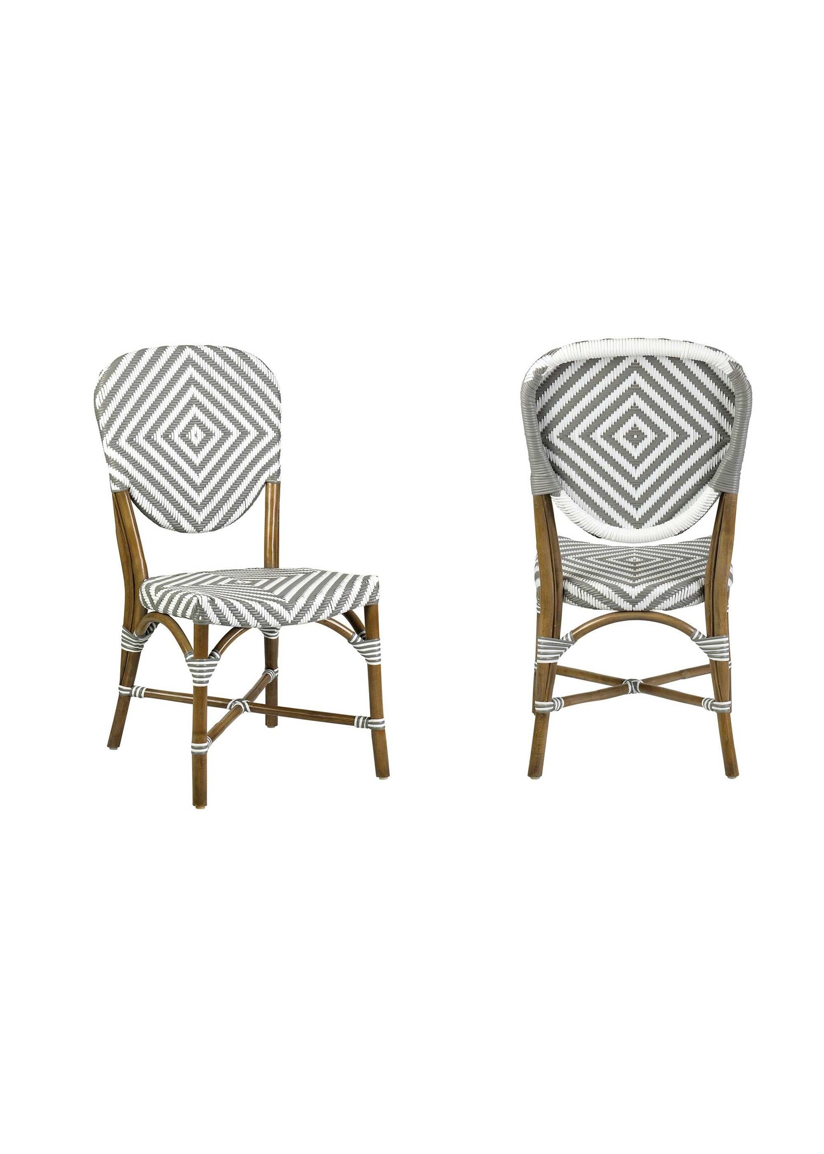 Jeffan Hamlet Bistro Chair with Synthetic Wicker - grey wash- Set of 2 (packaged 2 pcs per box) priced per pair