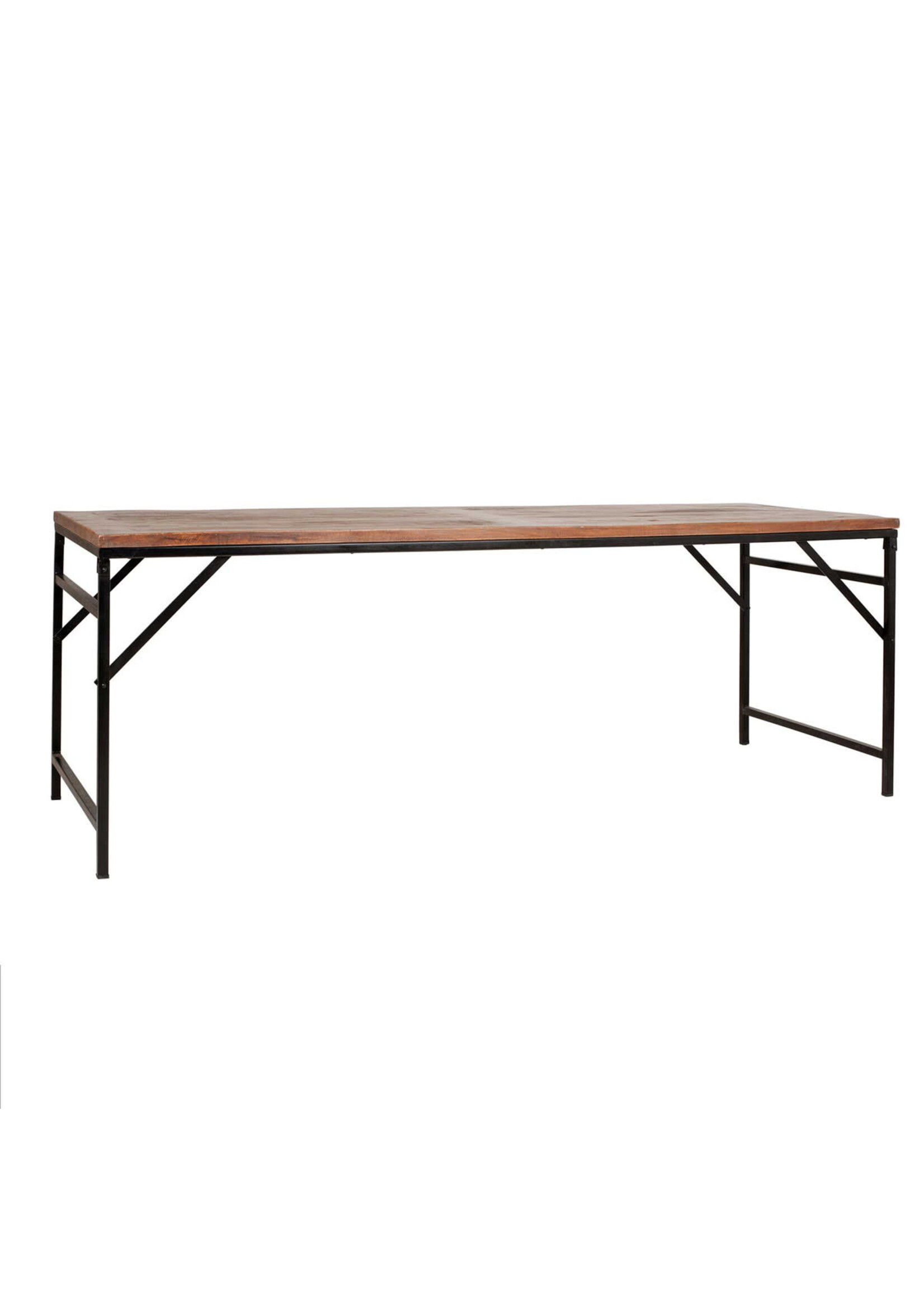 Jeffan Barley 85" Dining Table, Wood and Iron