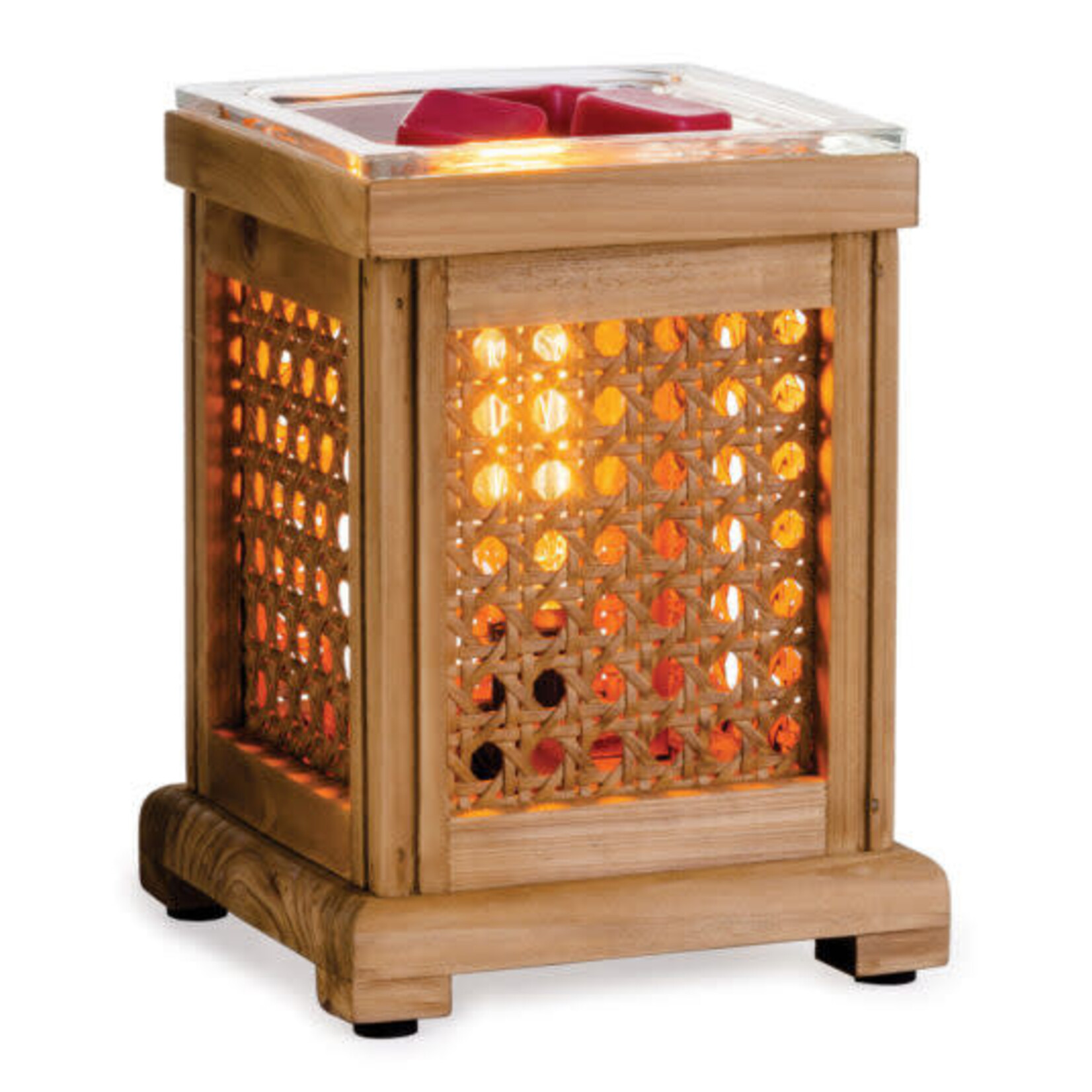 Candle Warmers Wood & Cane Vintage Style Bulb Illumination Fragrance Warmer