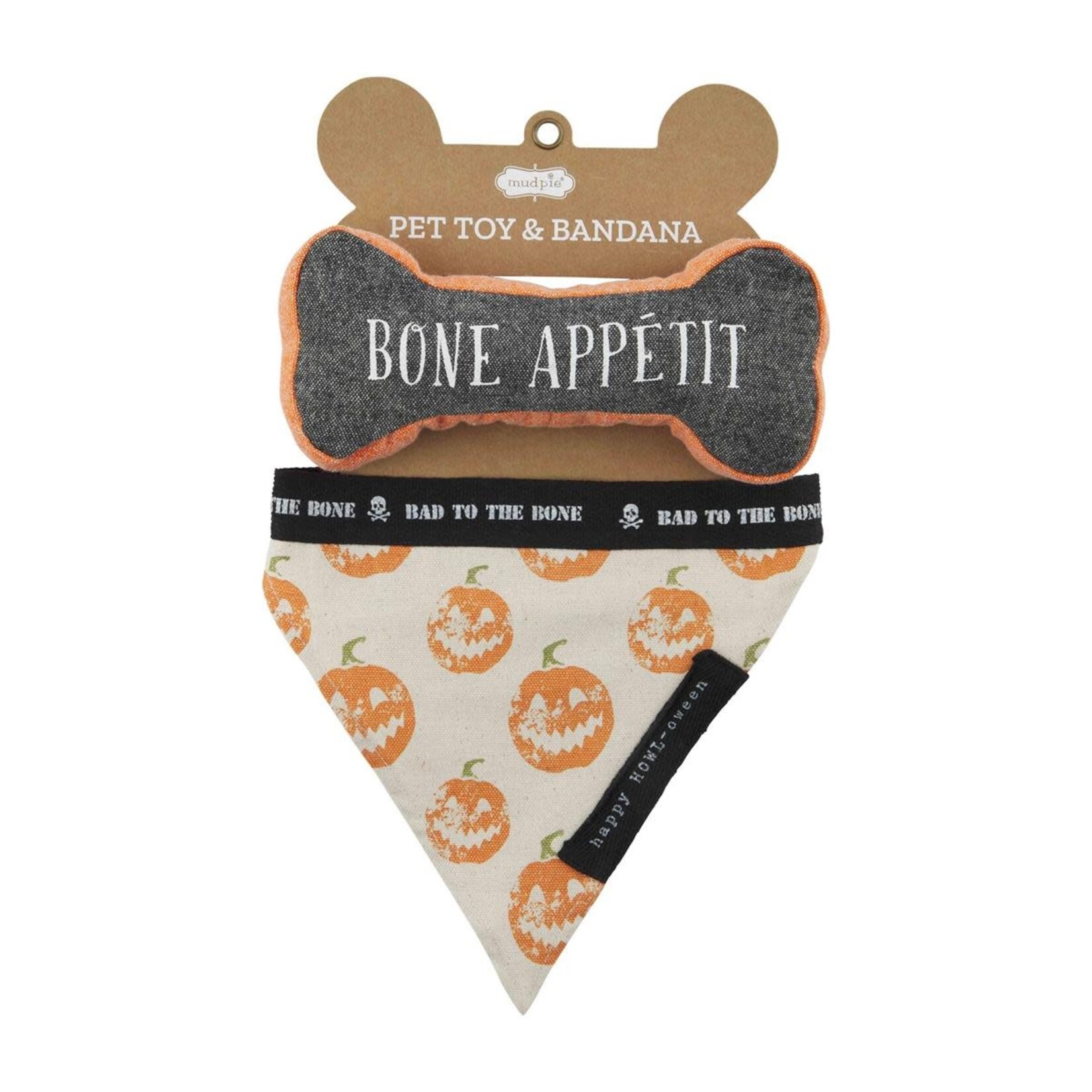 Mud Pie APPETIT DOG BANDANA AND BONE SET