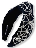 Brianna Cannon BLACK VELVET HEADBAND WITH CRYSTAL SPIDERWEB AND SPIDERS