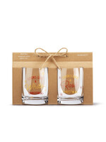 Demdaco White & Rose Christmas Wine Glasses - Set of 2