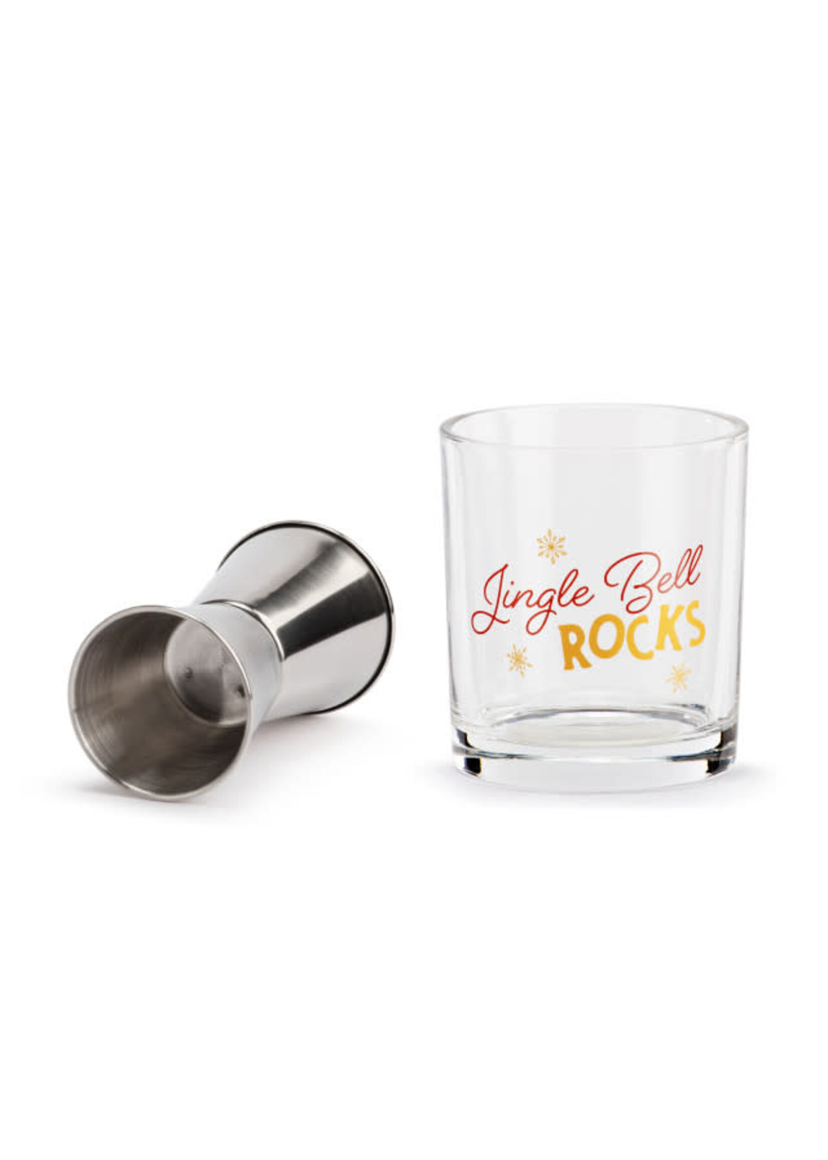 Demdaco Jingle Bell Rocks Glass & Jigger Set