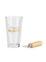 Demdaco Hoppy Holidays Pilsner Glass & Opener Set