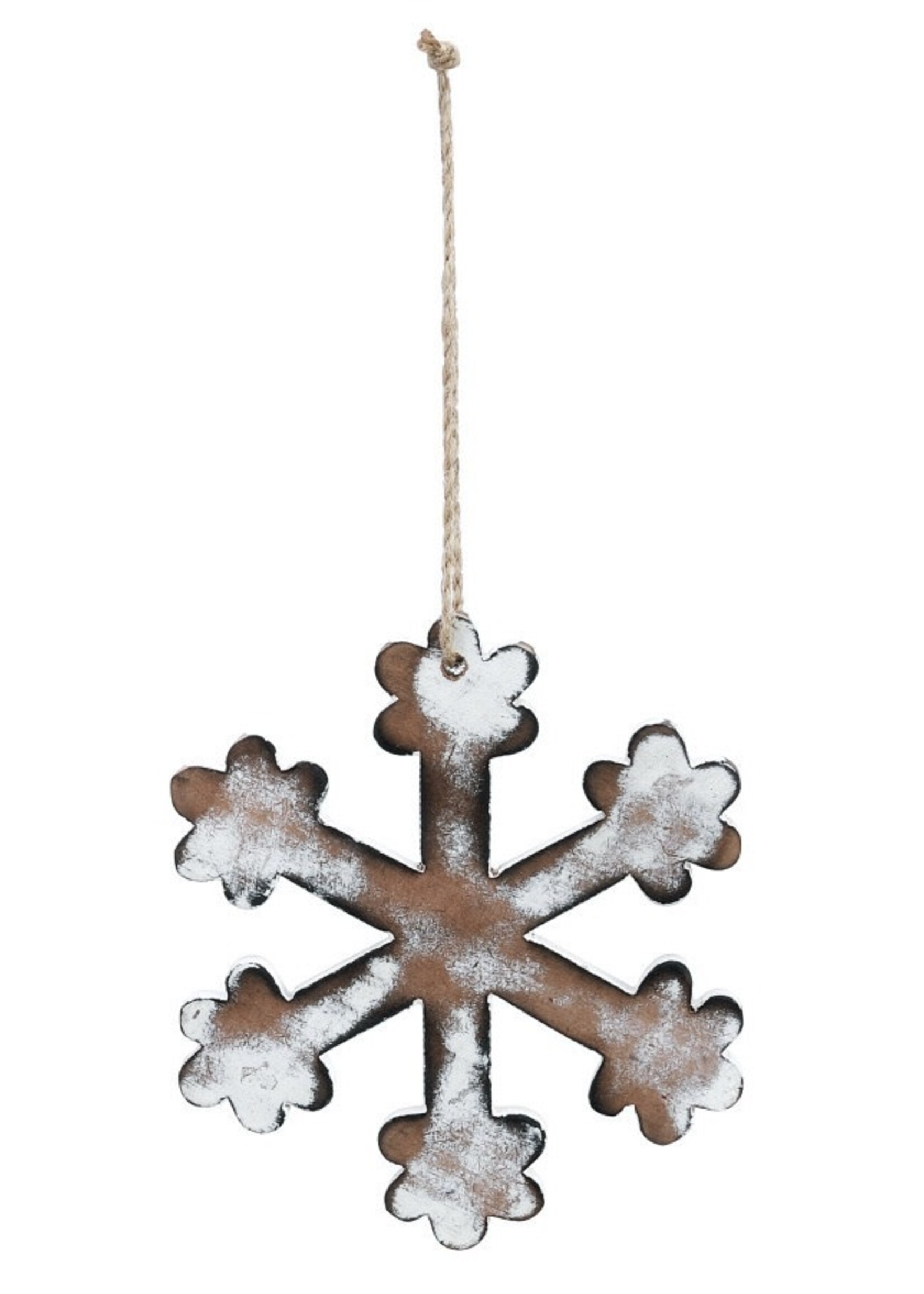 Demdaco Rustic Snowflake Classic White 8 inch Iron Hanging Christmas Ornament Set of 3