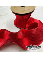 D. Stevens Fine Ribbons 5" x 10yds fluted lame, red