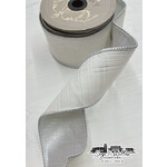 D. Stevens Fine Ribbons 2.5" x 10yds cotton silver lurex plaid, winter white