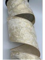 D. Stevens Fine Ribbons 4" x 10yds jacquard, ivory-soft gold