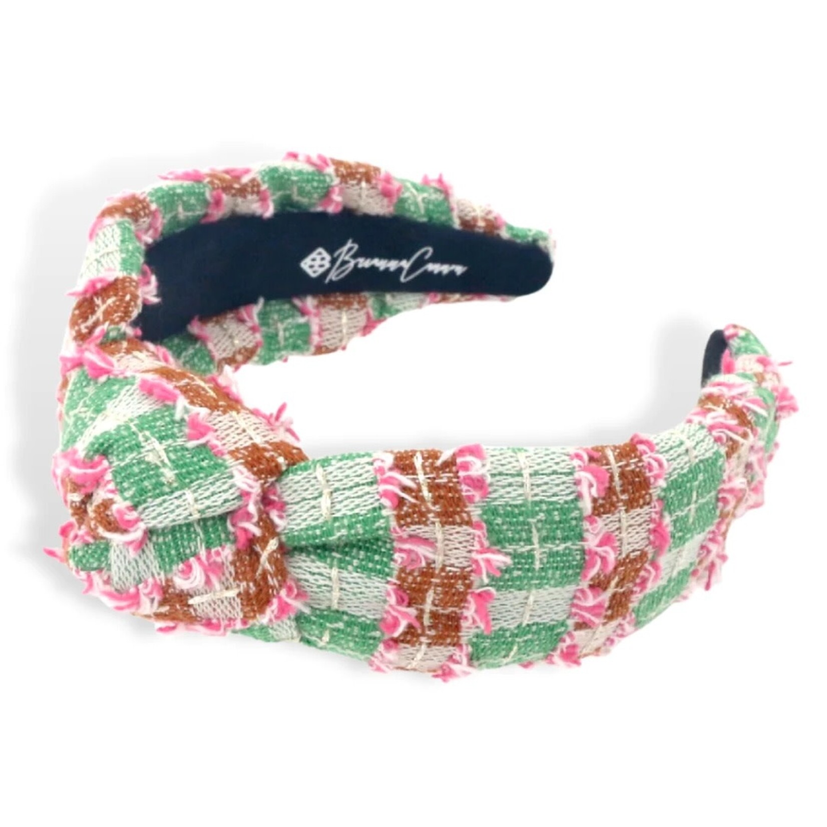 Brianna Cannon FALL PINK AND GREEN TWEED HEADBAND