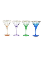 VIETRI Rainbow Jewel Tone Assorted Martini Glasses- Set of 4