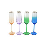 VIETRI Rainbow Jewel Tone Assorted Champagne Flutes- Set of 4