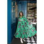 Brianna Cannon Everyday Maxi- Green with Fuchsia Velvet Dress- Large