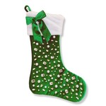 Brianna Cannon Kelly Green Velvet Christmas Stocking with Crystals and Bow