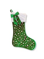 Brianna Cannon Kelly Green Velvet Christmas Stocking with Crystals and Bow