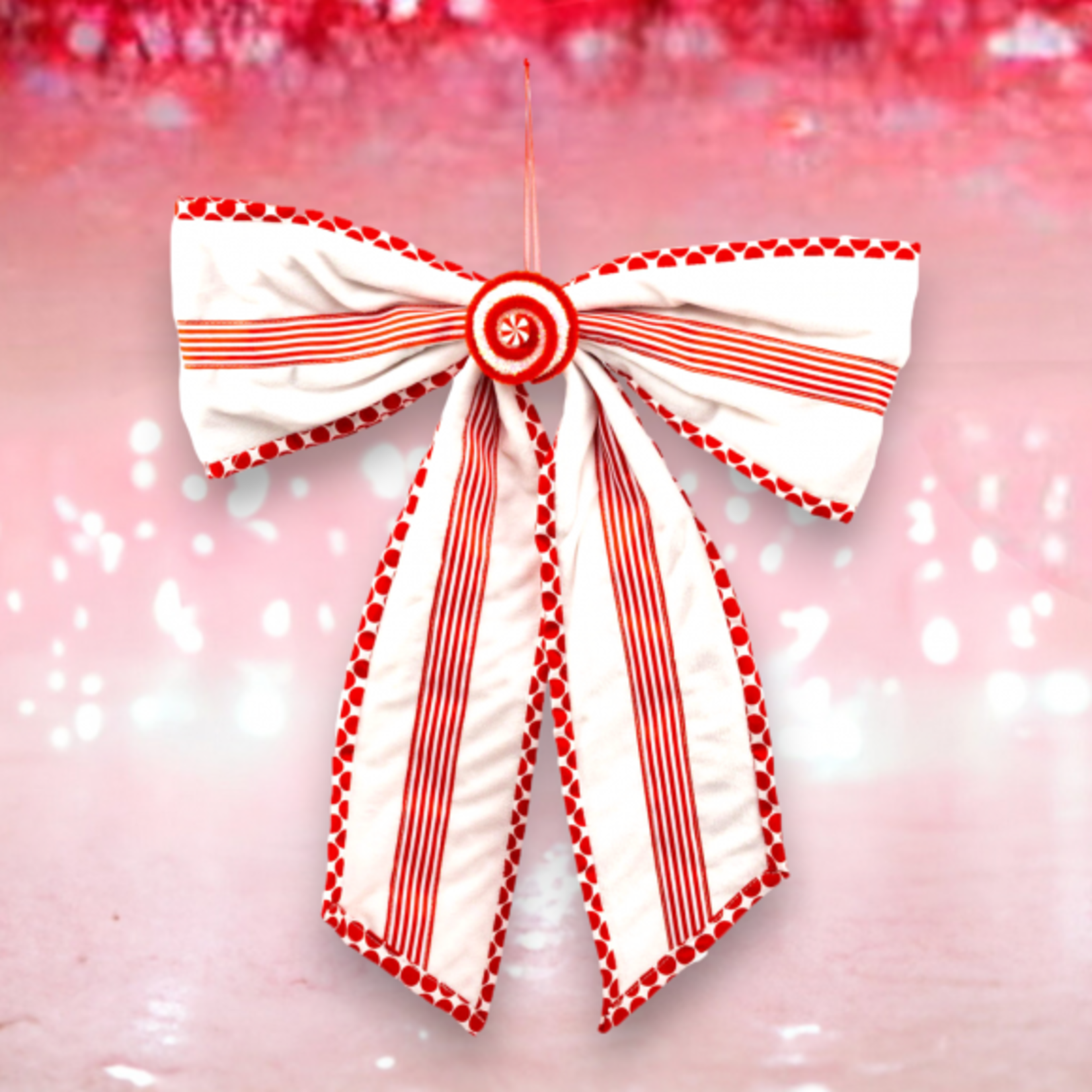 December Diamonds 17in White Candy Bow