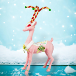 December Diamonds 30in Pink Candy Deer w/Stripe Antlers