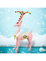 December Diamonds 30in Pink Candy Deer w/Stripe Antlers