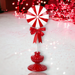December Diamonds 28in Peppermint Lollipop w/Red Bow on Base