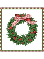 WH Hostess 4" SQUARE HOLLY WREATH COASTERS