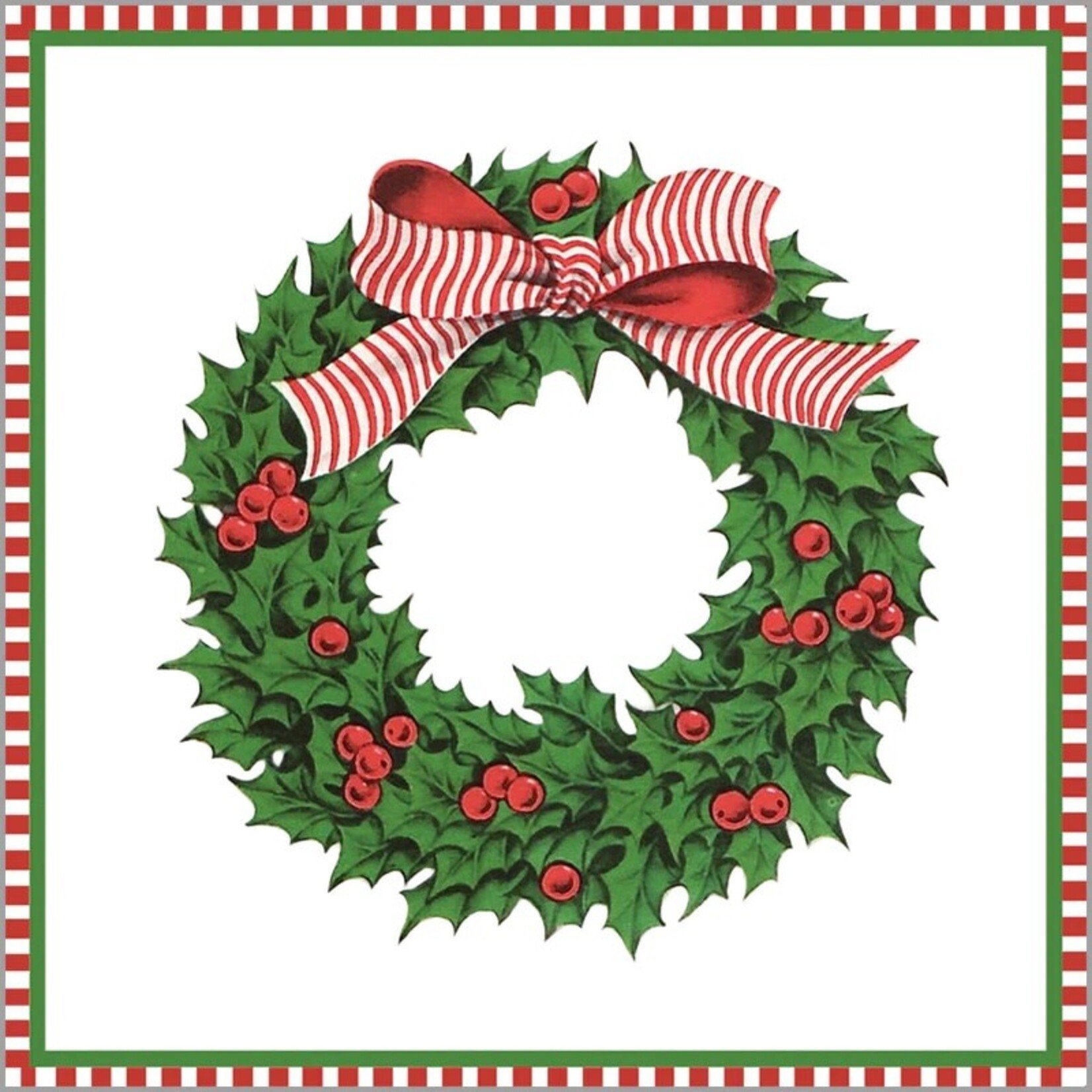 WH Hostess 4" SQUARE HOLLY WREATH COASTERS