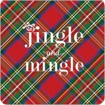 WH Hostess 4" SQUARE TARTAN JINGLE AND MINGLE COASTERS