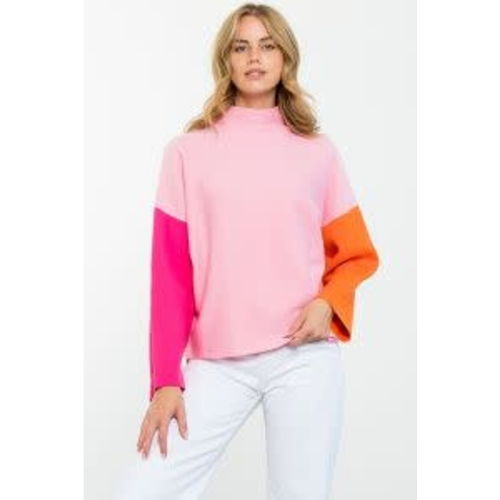 THML Pink Colorblock Sleeve Sweater