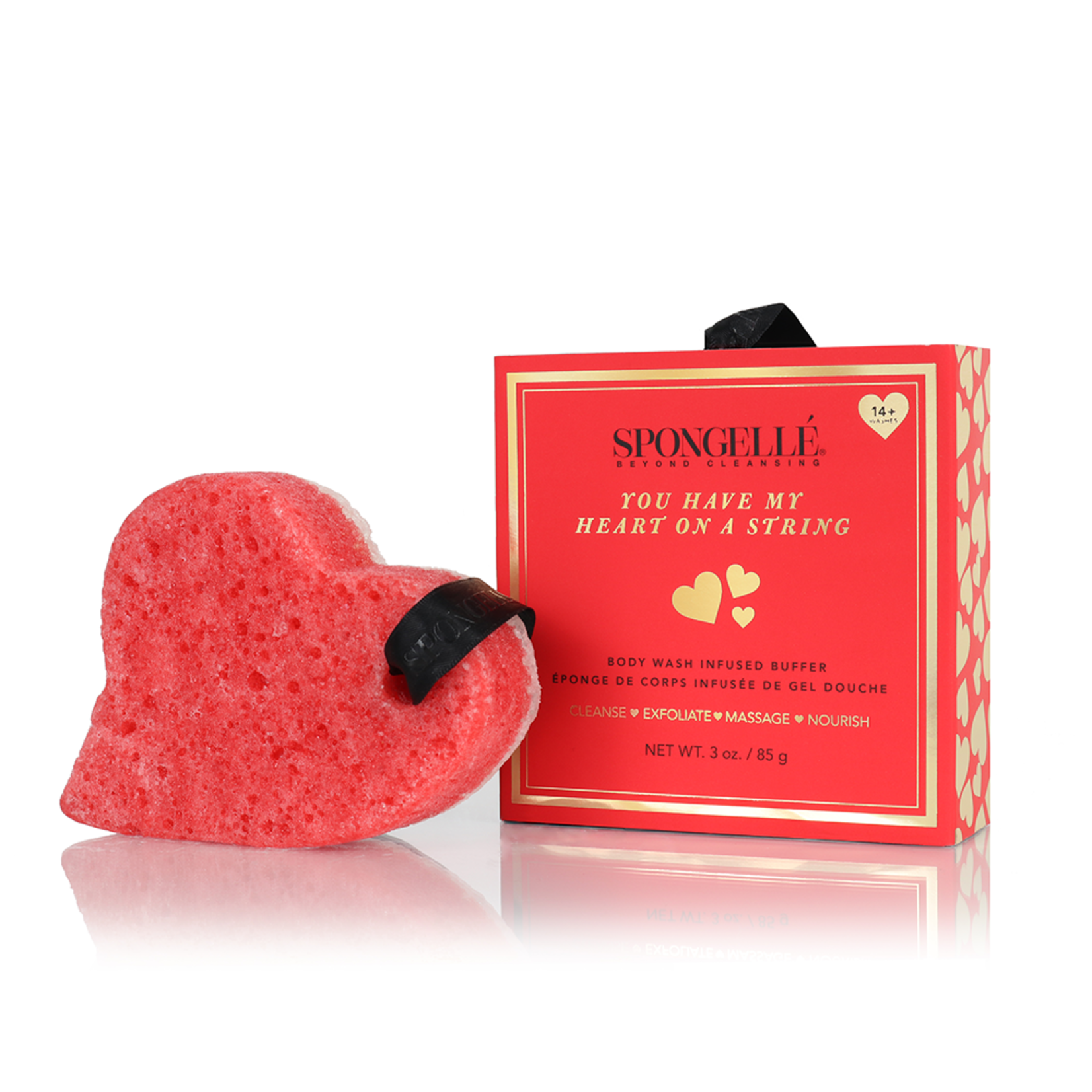 Spongelle BOXED HEART ON A STRING CAMELIA ROSE (14+ WASHES) 3OZ