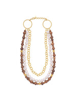 CAPUCINE DE WULF Earth Goddess Necklace with Teak/Pearls