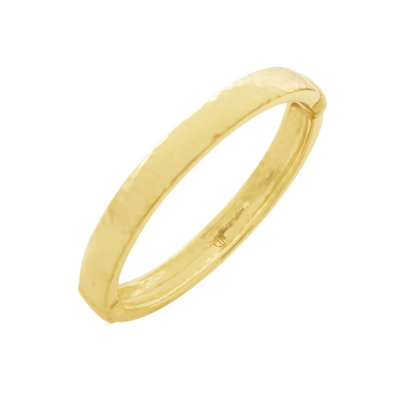 CAPUCINE DE WULF Cleopatra S/M Oval Hinged Bangle in Hammered Gold
