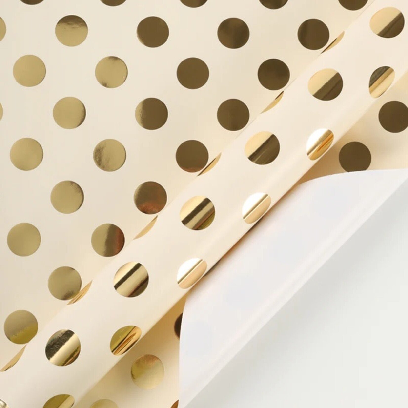 LA Ribbons and Crafts 30" x 10" Wrapping Paper - Metallic Gold Polka Dot