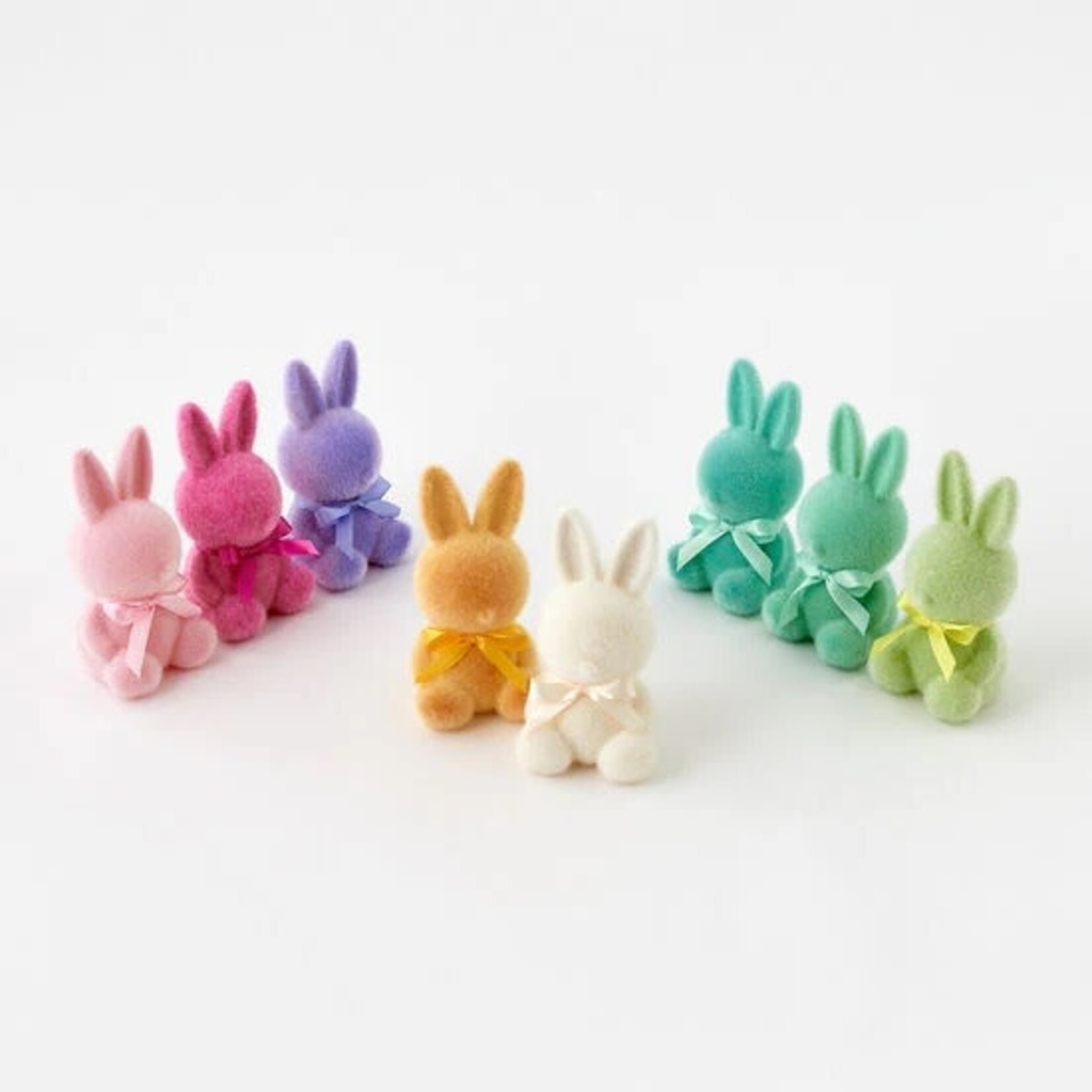 ONE HUNDRED 80 DEGREES Flocked Sitting Bunny, Sm, 8 Asst, PVC, 7" Each