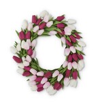 22 Inch Fuchsia Pink & White Real Touch Mini Tulip Wreath