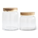 8.25 Inch Clear Glass Container with Acacia Wood Lid