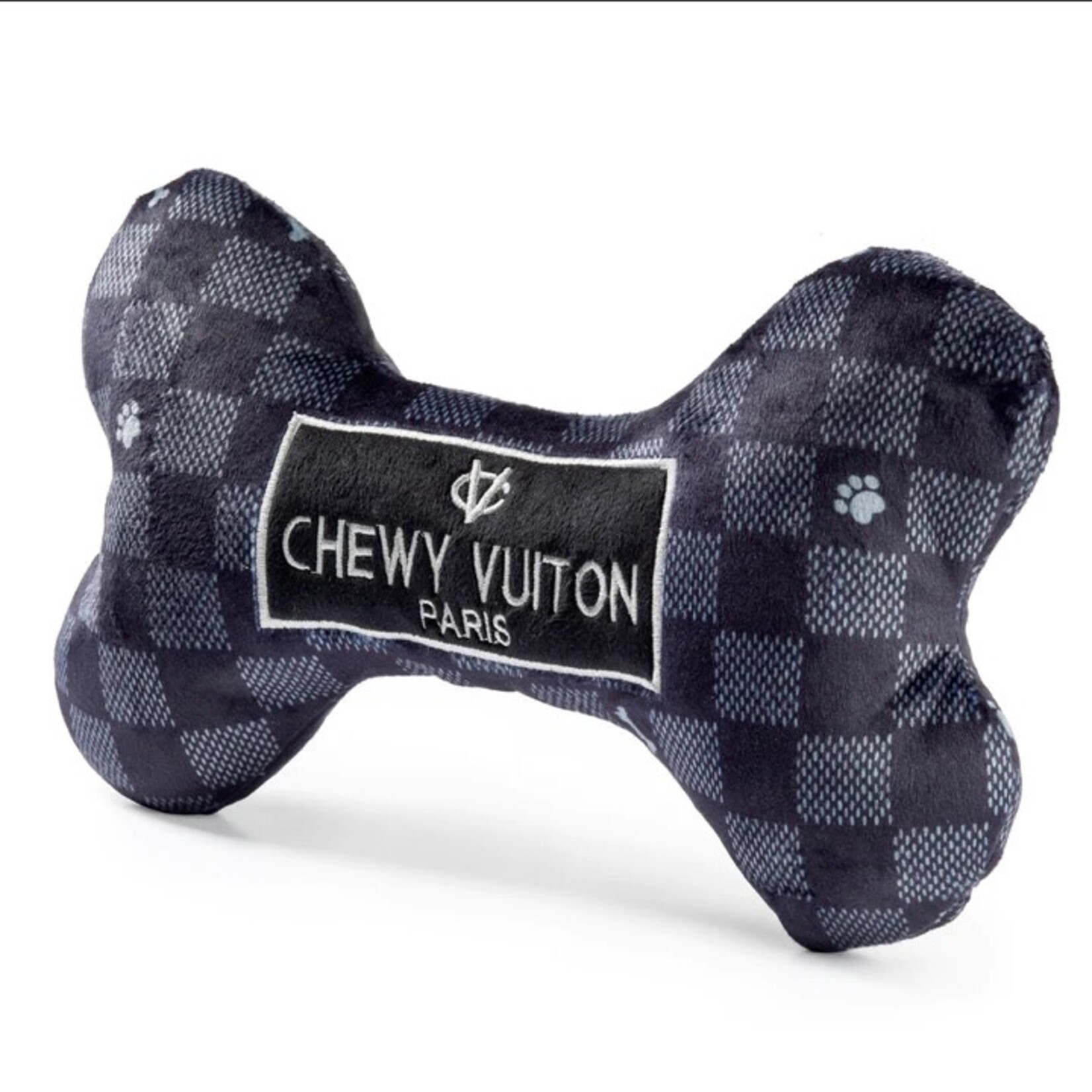 Haute Diggity Dog Black Checker Chewy Vuiton Bone Squeaker Dog Toy | Small