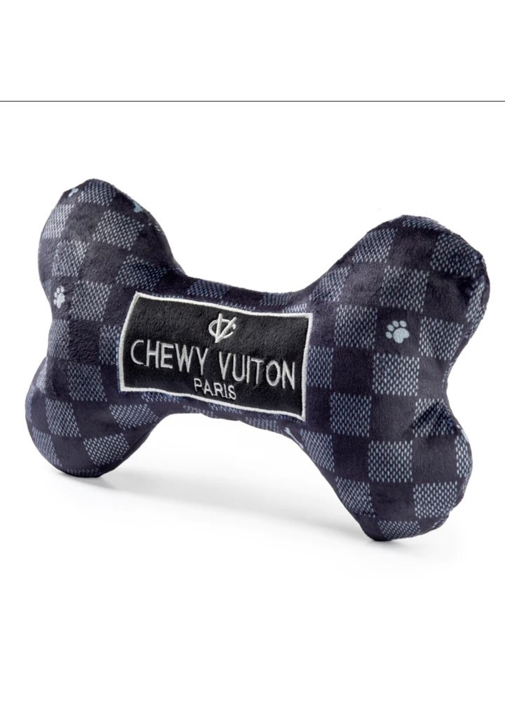 Haute Diggity Dog Black Checker Chewy Vuiton Bone Squeaker Dog Toy | Large