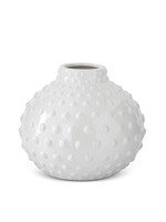 11 Inch White Ceramic Raised Dot Vase
