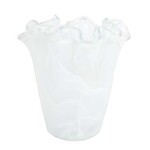 VIETRI Onda Glass White Ruffled Vase
