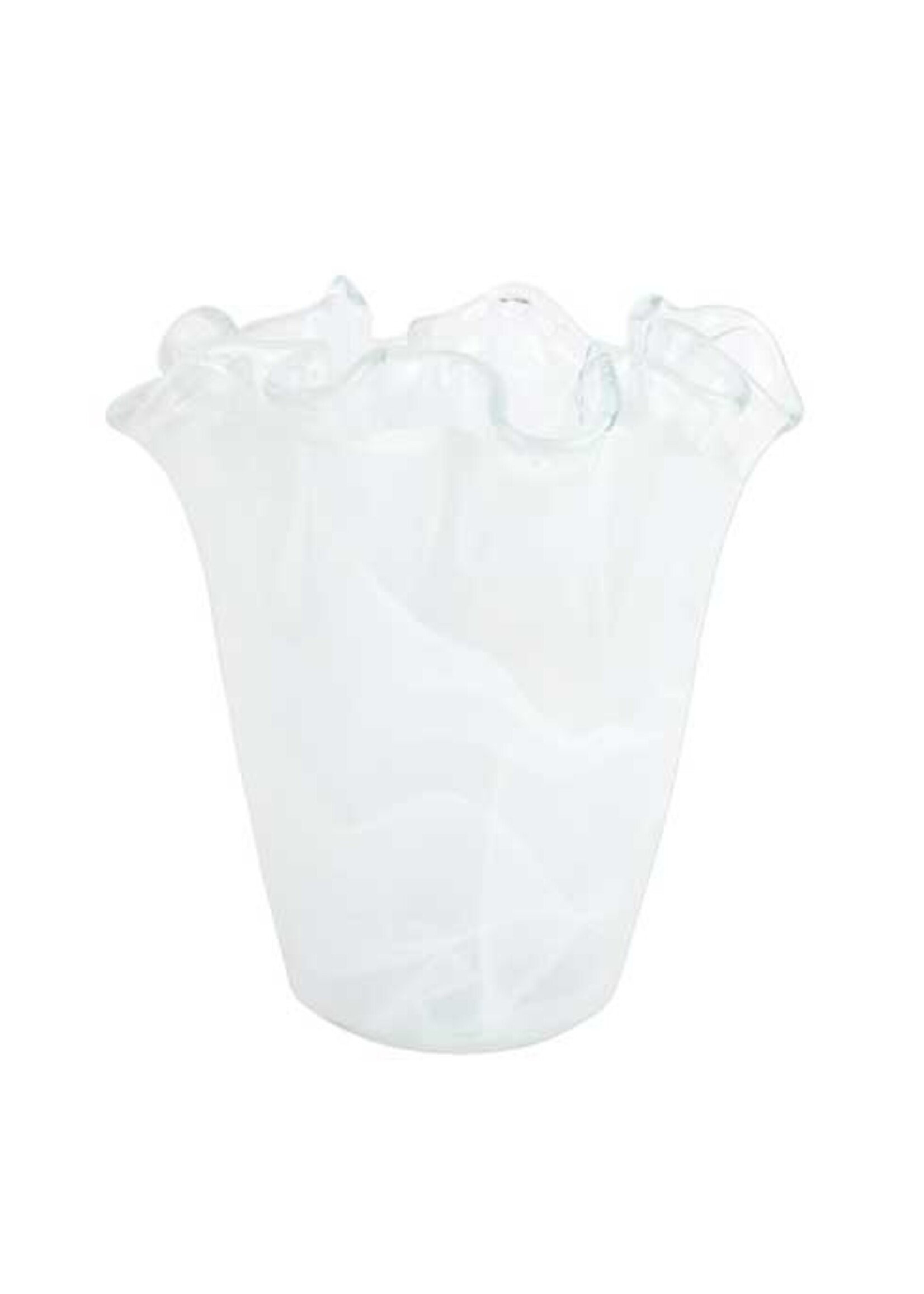 VIETRI Onda Glass White Ruffled Vase