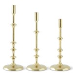 14.25 In Gold Metal Ribbed Candlestick