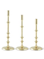18.375 Inch Gold Metal Ribbed Candlestick