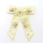 Brianna Cannon YELLOW SHIMMER BOW BARRETTE WITH CRYSTALS & PEARLS