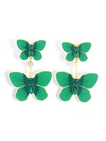 Brianna Cannon HAND PAINTED BUTTERFLY EARRINGS IN KELLY GREEN