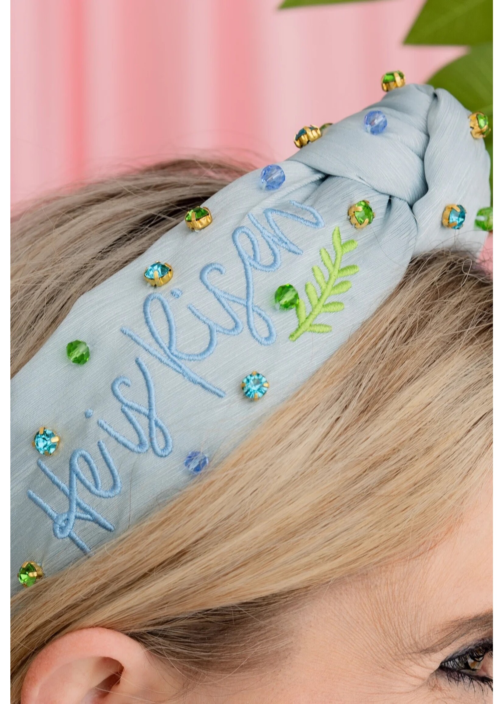 Brianna Cannon ADULT SIZE EMBROIDERED HE IS RISEN HEADBAND WITH CRYSTALS