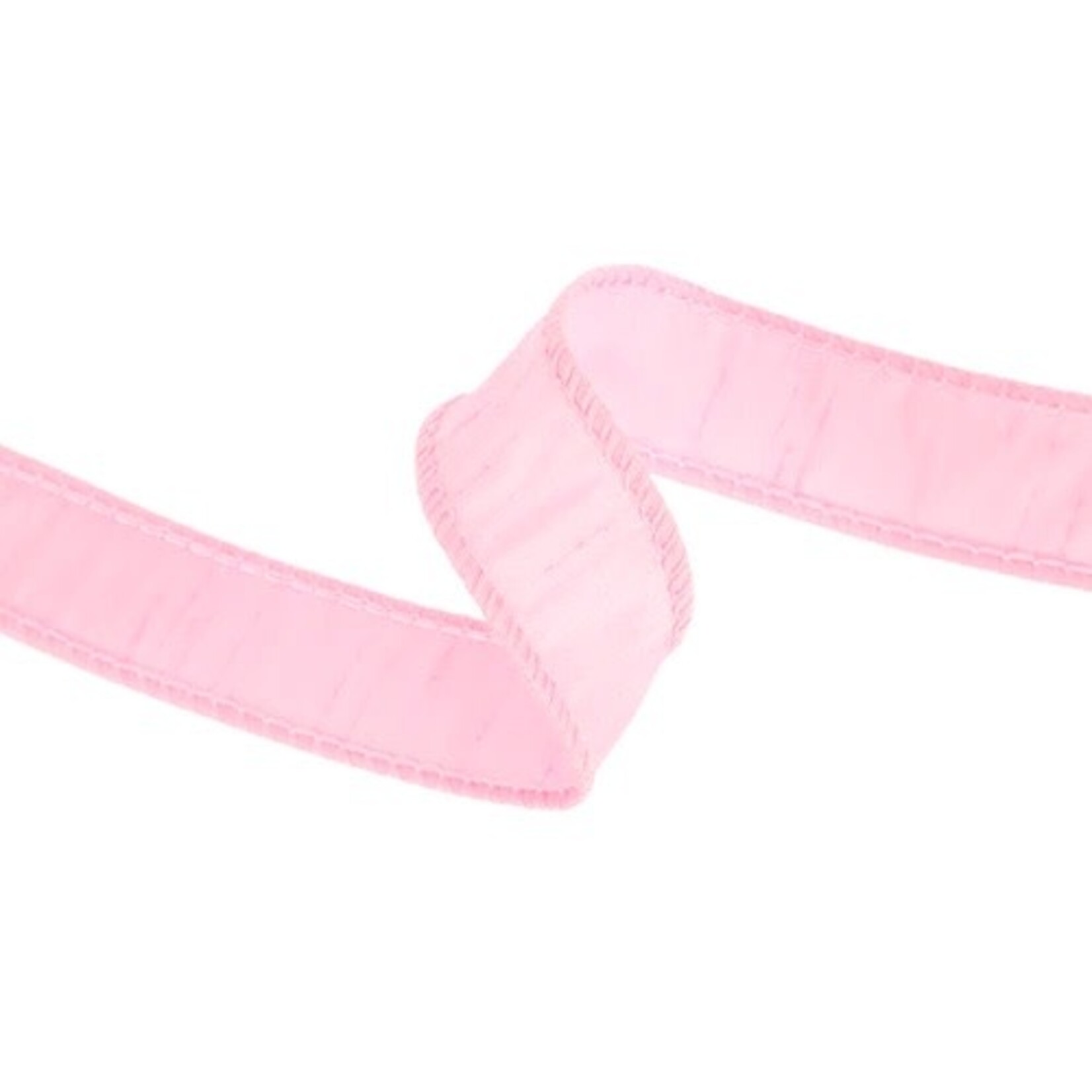 LA Ribbons and Crafts 1" Wired Dupioni Ribbon, Pink - 10 Yard Roll