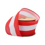 LA Ribbons and Crafts 2 1/2 Wired Ribbon, Red/ White Flag Stripe - 10 Yard Roll