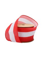 LA Ribbons and Crafts 2 1/2 Wired Ribbon, Red/ White Flag Stripe - 10 Yard Roll