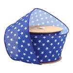 LA Ribbons and Crafts 2 1/2 Wired Ribbon , Blue w/ Multi White Stars - 10 Yard Roll