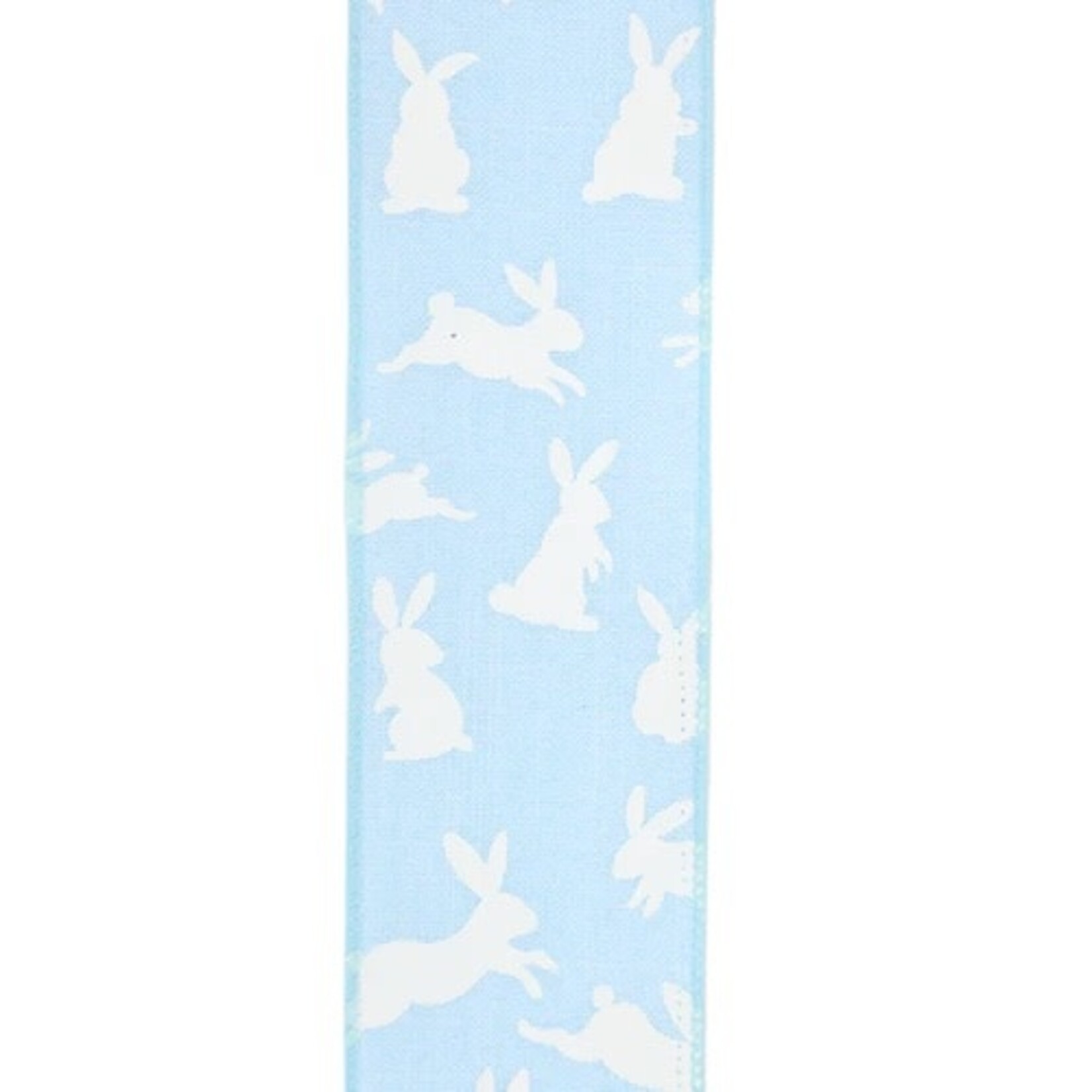 LA Ribbons and Crafts 2 1/2" Wired Ribbon , Blue w/ White All Over Bunny - 10 Yard Roll